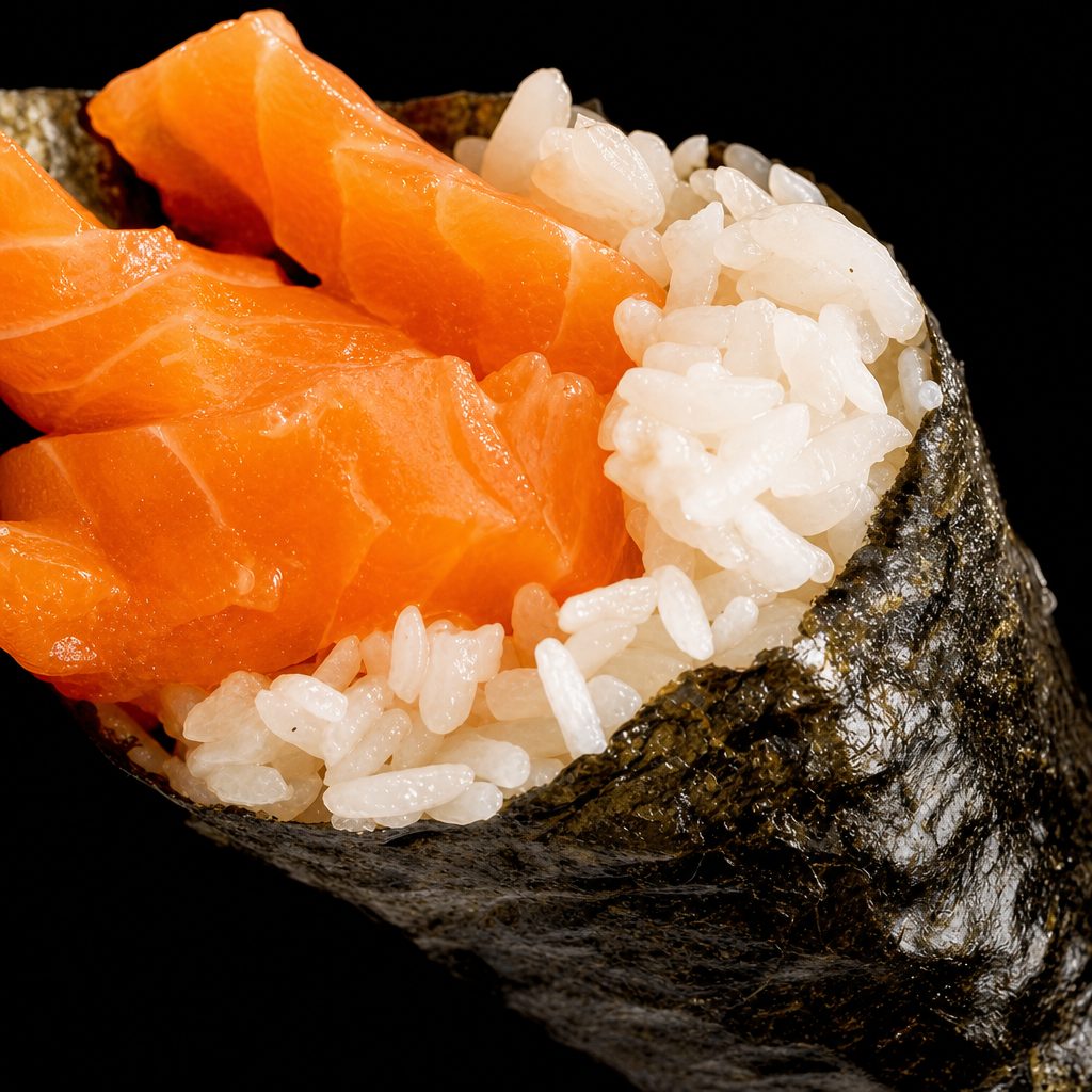 Salmon Handroll.