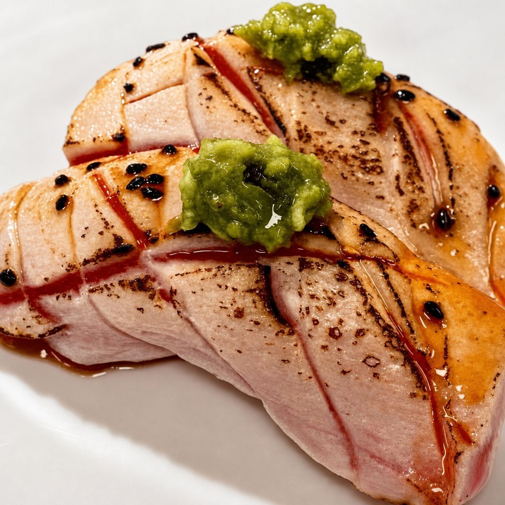 Torched Yellowtail Sushi.