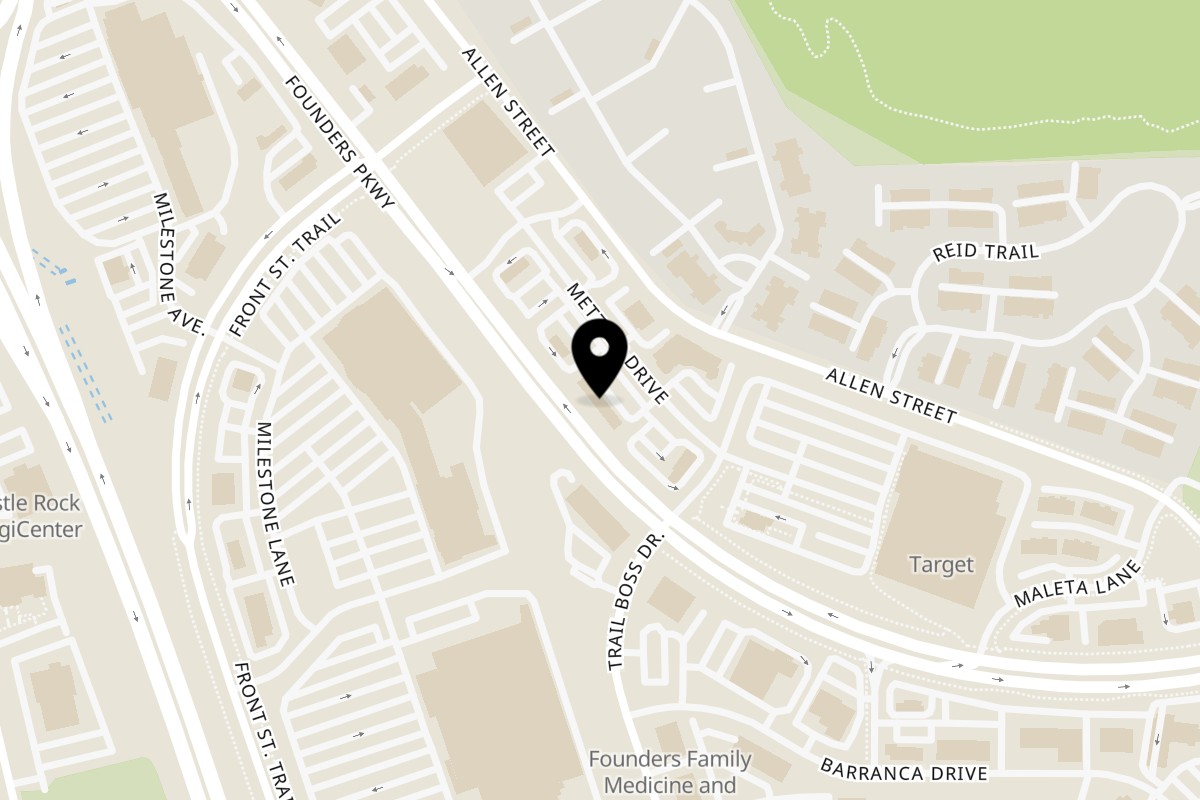 Map showing the location of Sawara Sushi on 312 Metzler Dr in Castle Rock